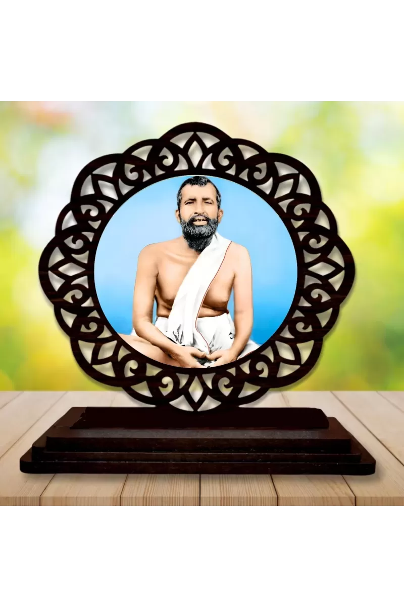Car Desk/Table Top Ramakrishna Paramahamsa Wooden Photo Stand  3x4 Inches, Compact & Stylish Spiritual Display For Car, Home & Office (Pack Of 1) (F19691)