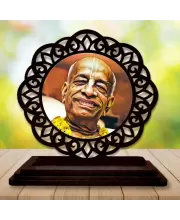 Car Desk/Table Top Bhaktivedanta Swami Prabhupada Wooden Photo Stand  3x4 Inches, Compact & Stylish Spiritual Display For Car, Home & Office (Pack Of 1) (F19693)