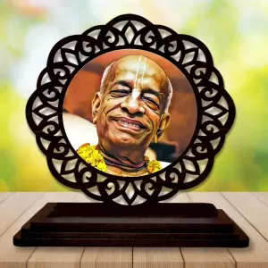 Car Desk/Table Top Bhaktivedanta Swami Prabhupada Wooden Photo Stand  3x4 Inches, Compact & Stylish Spiritual Display For Car, Home & Office (Pack Of 1) (F19693)