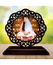 Car Desk/Table Top Sarada Maa Wooden Photo Stand  3x4 Inches, Compact & Stylish Spiritual Display For Car, Home & Office (Pack Of 1) (F19694)