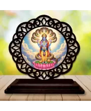 Car Desk/Table Top Lord Vishnu Wooden Photo Stand  3x4 Inches, Compact & Stylish Spiritual Display For Car, Home & Office (Pack Of 1) (F19696)