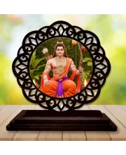 Car Desk/Table Top Lord Rama Wooden Photo Stand  3x4 Inches, Compact & Stylish Spiritual Display For Car, Home & Office (Pack Of 1) (F19698)
