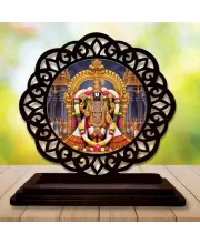 Car Desk/Table Top Lord Balaji Wooden Photo Stand  3x4 Inches, Compact & Stylish Spiritual Display For Car, Home & Office (Pack Of 1) (F19703)