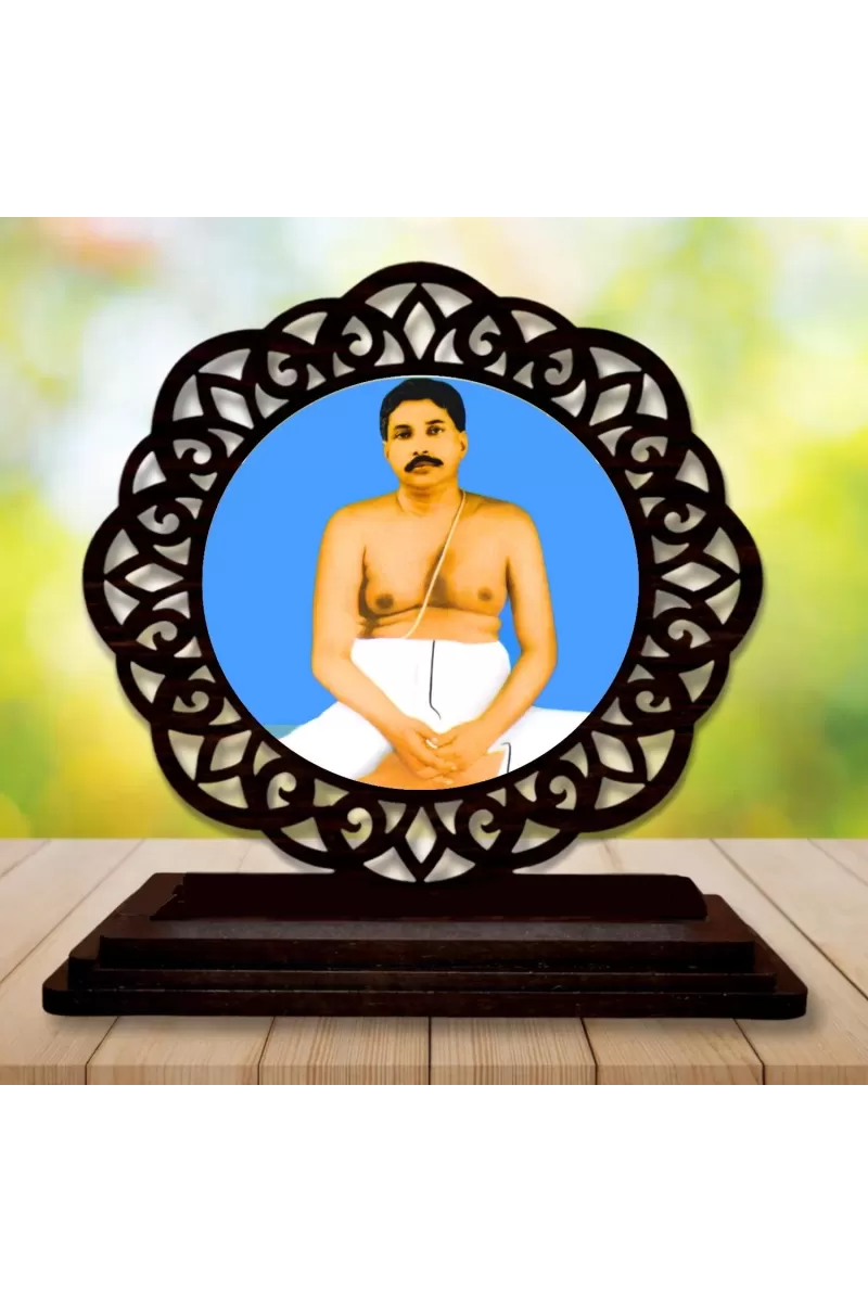Car Desk/Table Top Anukulchandra Chakravarty Wooden Photo Stand  3x4 Inches, Compact & Stylish Spiritual Display For Car, Home & Office (Pack Of 1) (F19706)
