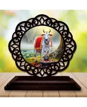 Car Desk/Table Top Gomatha Wooden Photo Stand  3x4 Inches, Compact & Stylish Spiritual Display For Car, Home & Office (Pack Of 1) (F19707)