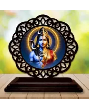 Car Desk/Table Top Arthanareeshwar Wooden Photo Stand  3x4 Inches, Compact & Stylish Spiritual Display For Car, Home & Office (Pack Of 1) (F19711)