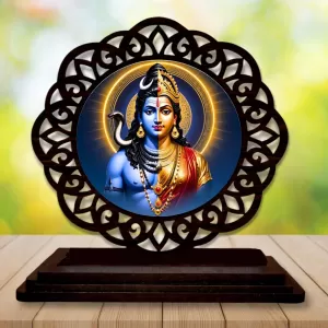 Car Desk/Table Top Arthanareeshwar Wooden Photo Stand  3x4 Inches, Compact & Stylish Spiritual Display For Car, Home & Office (Pack Of 1) (F19711)
