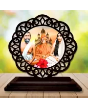 Car Desk/Table Top Ramakrishna Paramahamsa And Sarada Maa Wooden Photo Stand  3x4 Inches, Compact & Stylish Spiritual Display For Car, Home & Office (Pack Of 1) (F19712)