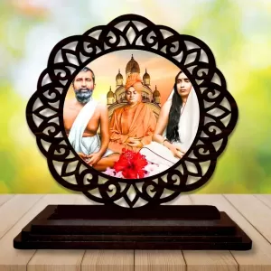 Car Desk/Table Top Ramakrishna Paramahamsa And Sarada Maa Wooden Photo Stand  3x4 Inches, Compact & Stylish Spiritual Display For Car, Home & Office (Pack Of 1) (F19712)