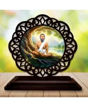Car Desk/Table Top Ramakrishna Paramahamsa  Wooden Photo Stand  3x4 Inches, Compact & Stylish Spiritual Display For Car, Home & Office (Pack Of 1) (F19713)