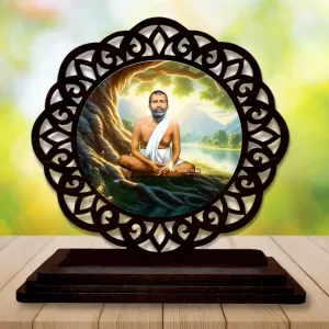 Car Desk/Table Top Ramakrishna Paramahamsa  Wooden Photo Stand  3x4 Inches, Compact & Stylish Spiritual Display For Car, Home & Office (Pack Of 1) (F19713)
