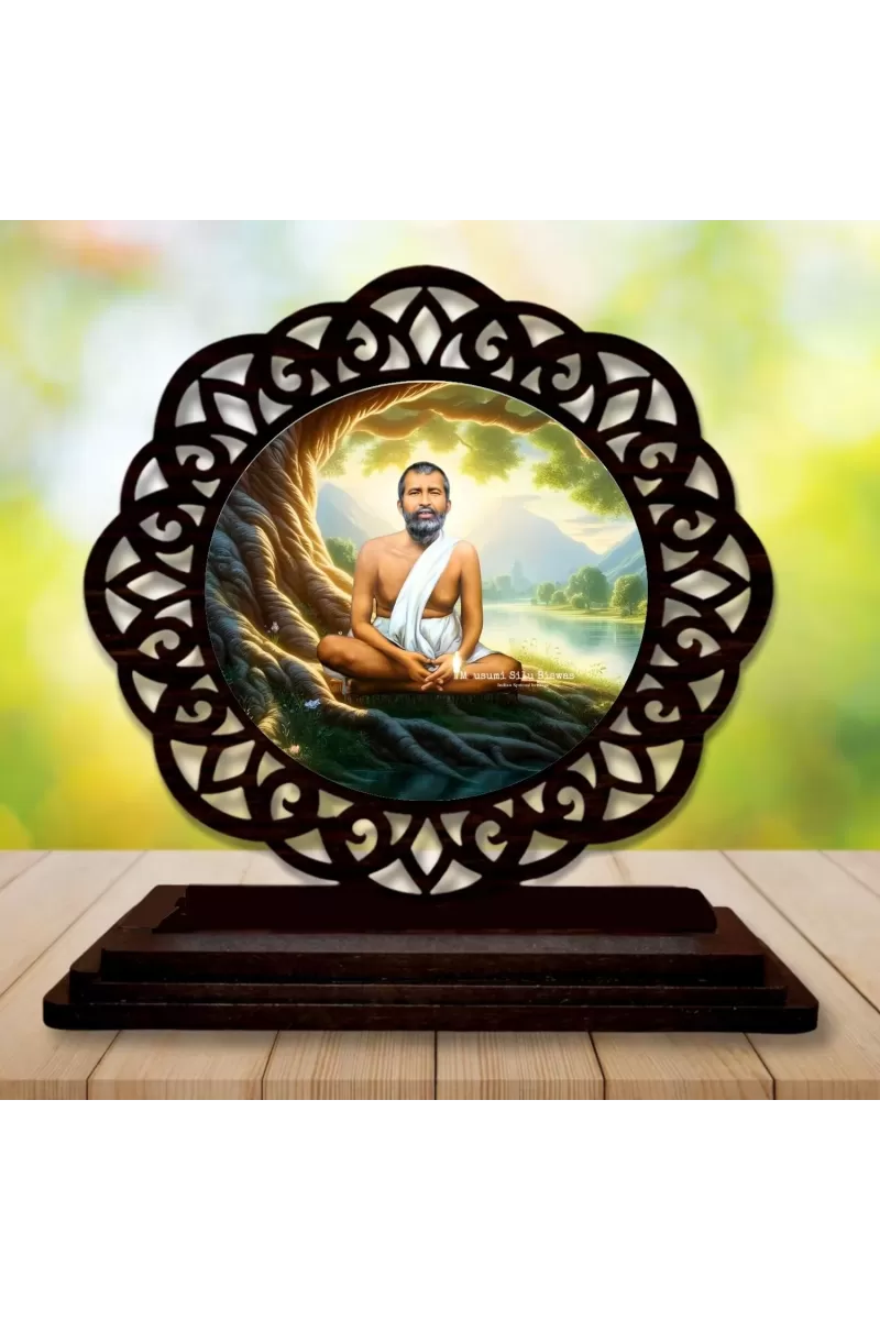 Car Desk/Table Top Ramakrishna Paramahamsa  Wooden Photo Stand  3x4 Inches, Compact & Stylish Spiritual Display For Car, Home & Office (Pack Of 1) (F19713)