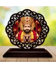 Car Desk/Table Top Khatu Shyam Wooden Photo Stand  3x4 Inches, Compact & Stylish Spiritual Display For Car, Home & Office (Pack Of 1) (F19716)