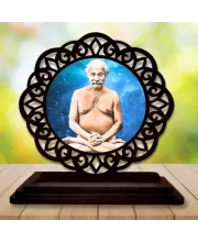 Car Desk/Table Top Lahiri Mahasaya Wooden Photo Stand  3x4 Inches, Compact & Stylish Spiritual Display For Car, Home & Office (Pack Of 1) (F19723)