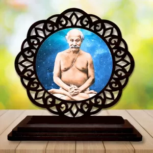 Car Desk/Table Top Lahiri Mahasaya Wooden Photo Stand  3x4 Inches, Compact & Stylish Spiritual Display For Car, Home & Office (Pack Of 1) (F19723)