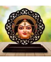 Car Desk/Table Top Durga Maa Wooden Photo Stand  3x4 Inches, Compact & Stylish Spiritual Display For Car, Home & Office (Pack Of 1) (F19725)