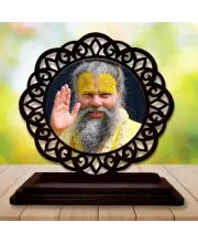 Car Desk/Table Top Premanand Ji Maharaj  Wooden Photo Stand  3x4 Inches, Compact & Stylish Spiritual Display For Car, Home & Office (Pack Of 1) (F19729)