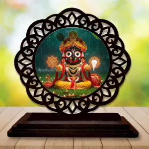 Car Desk/Table Top Lord Jagannath Wooden Photo Stand  3x4 Inches, Compact & Stylish Spiritual Display For Car, Home & Office (Pack Of 1) (F19734)