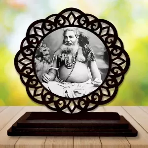 Car Desk/Table Top Bijoy Krishna Goswami Wooden Photo Stand  3x4 Inches, Compact & Stylish Spiritual Display For Car, Home & Office (Pack Of 1) (F19735)