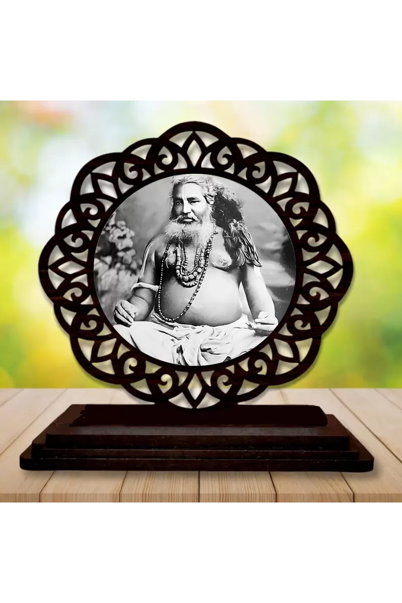 Car Desk/Table Top Bijoy Krishna Goswami Wooden Photo Stand  3x4 Inches, Compact & Stylish Spiritual Display For Car, Home & Office (Pack Of 1) (F19735)