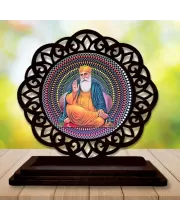 Car Desk/Table Top Guru Nanak Wooden Photo Stand  3x4 Inches, Compact & Stylish Spiritual Display For Car, Home & Office (Pack Of 1) (F19740)