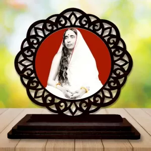 Car Desk/Table Top Sarada Maa Wooden Photo Stand  3x4 Inches, Compact & Stylish Spiritual Display For Car, Home & Office (Pack Of 1) (F19747)