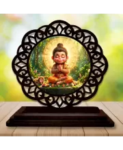 Car Desk/Table Top Lord Hanuman Wooden Photo Stand  3x4 Inches, Compact & Stylish Spiritual Display For Car, Home & Office (Pack Of 1) (F19755)