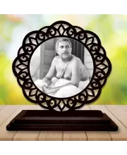 Car Desk/Table Top Sri Sri Thakur Anukul Chandra Wooden Photo Stand  3x4 Inches, Compact & Stylish Spiritual Display For Car, Home & Office (Pack Of 1) (F19758)