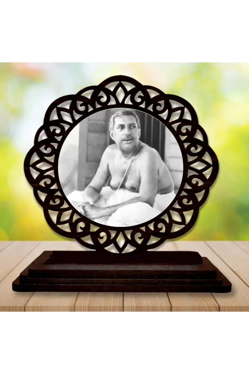 Car Desk/Table Top Sri Sri Thakur Anukul Chandra Wooden Photo Stand  3x4 Inches, Compact & Stylish Spiritual Display For Car, Home & Office (Pack Of 1) (F19758)