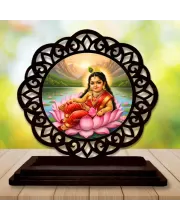 Car Desk/Table Top Little Radha Wooden Photo Stand  3x4 Inches, Compact & Stylish Spiritual Display For Car, Home & Office (Pack Of 1) (F19763)