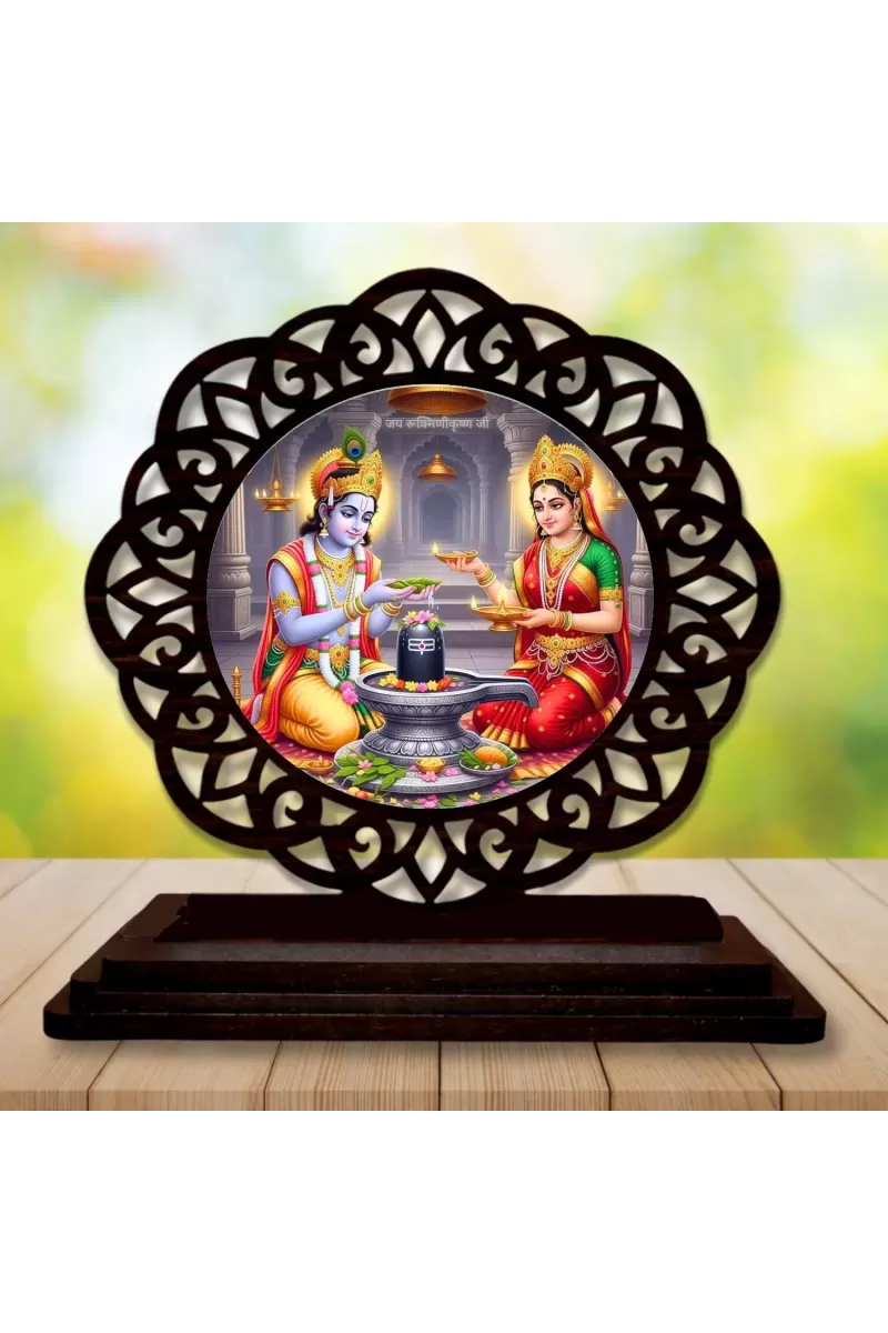 Car Desk/Table Top Lord Rama And Seetha Wooden Photo Stand  3x4 Inches, Compact & Stylish Spiritual Display For Car, Home & Office (Pack Of 1) (F19765)