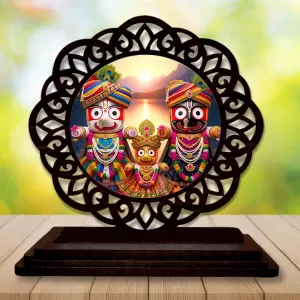 Car Desk/Table Top Lord Jagannath Wooden Photo Stand  3x4 Inches, Compact & Stylish Spiritual Display For Car, Home & Office (Pack Of 1) (F19768)