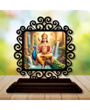 Car Desk/Table Top Lord Karthikeya Wooden Photo Stand  3x4 Inches, Compact & Stylish Spiritual Display For Car, Home & Office (Pack Of 1) (F19777)