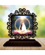 Car Desk/Table Top Sarada Maa Wooden Photo Stand  3x4 Inches, Compact & Stylish Spiritual Display For Car, Home & Office (Pack Of 1) (F19780)