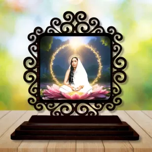 Car Desk/Table Top Sarada Maa Wooden Photo Stand 3x4 Inches, Compact & Stylish Spiritual Display For Car, Home & Office (Pack Of 1) (F19780) Car Desk/Table Top Sarada Maa Wooden Photo Stand 3x4 Inches, Compact & Stylish Spiritual Display For Car, Home & Office (Pack Of 1) (F19780)