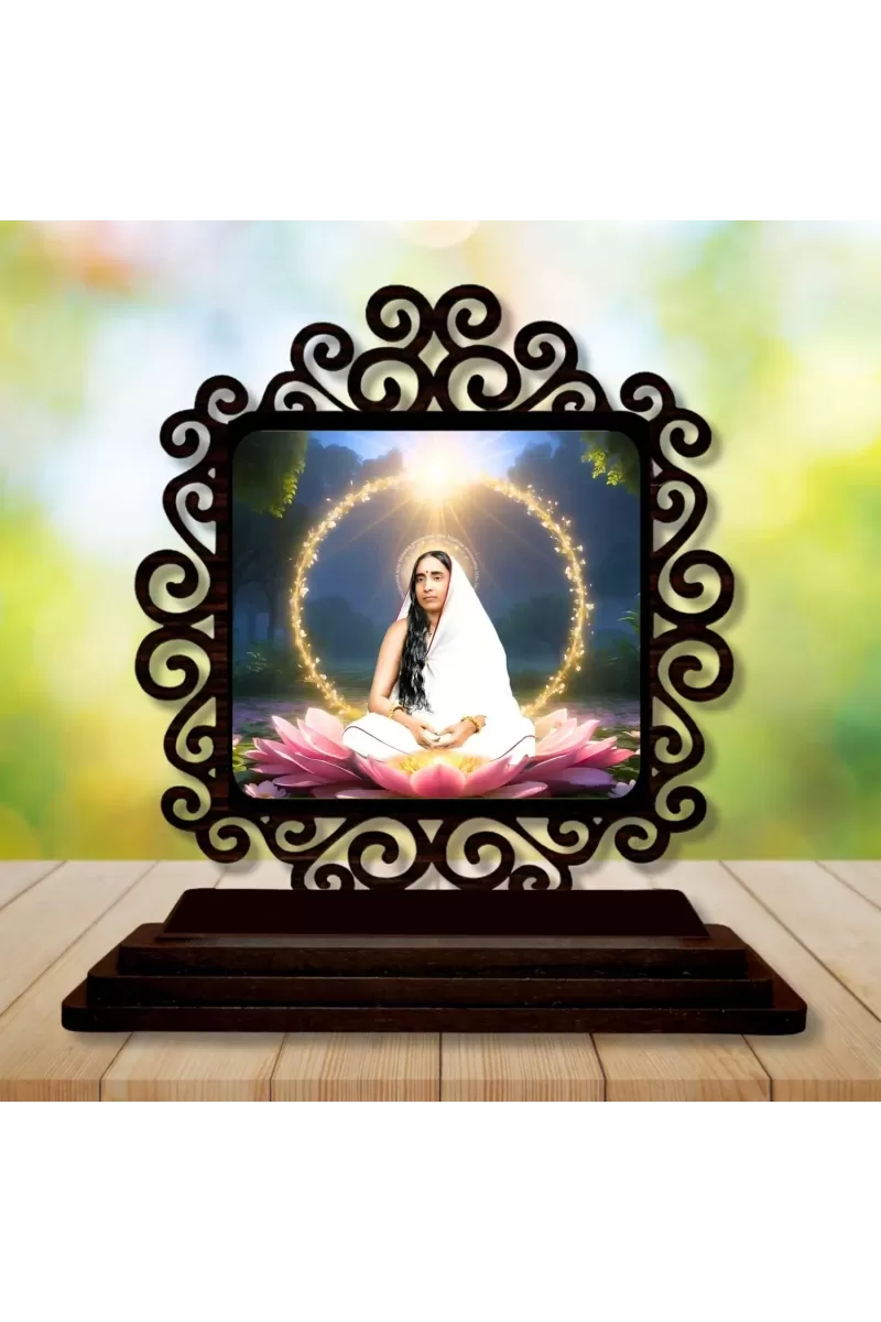 Car Desk/Table Top Sarada Maa Wooden Photo Stand  3x4 Inches, Compact & Stylish Spiritual Display For Car, Home & Office (Pack Of 1) (F19780)