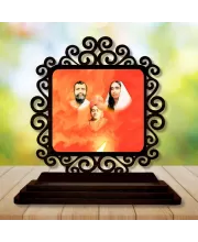 Car Desk/Table Top Ramakrishna And Sarada Devi Wooden Photo Stand  3x4 Inches, Compact & Stylish Spiritual Display For Car, Home & Office (Pack Of 1) (F19781)