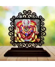 Car Desk/Table Top Maa Sharda Of Maihar Wooden Photo Stand  3x4 Inches, Compact & Stylish Spiritual Display For Car, Home & Office (Pack Of 1) (F19783)