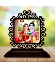 Car Desk/Table Top Yashodha With Krishna Wooden Photo Stand  3x4 Inches, Compact & Stylish Spiritual Display For Car, Home & Office (Pack Of 1) (F19785)