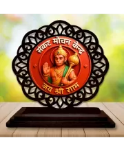 Car Desk/Table Top Lord Hanuman Wooden Photo Stand  3x4 Inches, Compact & Stylish Spiritual Display For Car, Home & Office (Pack Of 1) (F19769)
