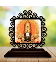 Car Desk/Table Top Lord Balaji Wooden Photo Stand  3x4 Inches, Compact & Stylish Spiritual Display For Car, Home & Office (Pack Of 1) (F19789)