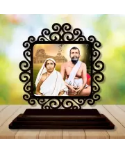 Car Desk/Table Top Sarada Maa And Ramakrishna Paramahamsa Wooden Photo Stand  3x4 Inches, Compact & Stylish Spiritual Display For Car, Home & Office (Pack Of 1) (F19790)
