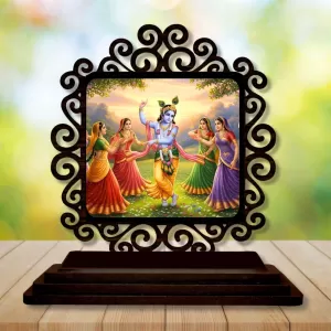Car Desk/Table Top Lord Krishna With Gopikas Wooden Photo Stand 3x4 Inches, Compact & Stylish Spiritual Display For Car, Home & Office (Pack Of 1) (F19791) Car Desk/Table Top Lord Krishna With Gopikas Wooden Photo Stand 3x4 Inches, Compact & Stylish Spiritual Display For Car, Home & Office (Pack Of 1) (F19791)