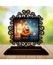 Car Desk/Table Top Vyasa Maharshi Wooden Photo Stand  3x4 Inches, Compact & Stylish Spiritual Display For Car, Home & Office (Pack Of 1) (F19795)