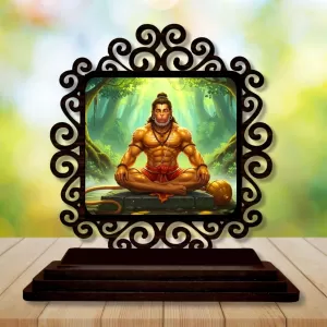 Car Desk/Table Top Lord Hanuman Wooden Photo Stand 3x4 Inches, Compact & Stylish Spiritual Display For Car, Home & Office (Pack Of 1) (F19800) Car Desk/Table Top Lord Hanuman Wooden Photo Stand 3x4 Inches, Compact & Stylish Spiritual Display For Car, Home & Office (Pack Of 1) (F19800)