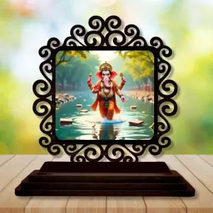 Car Desk/Table Top Lord Ganesha Wooden Photo Stand 3x4 Inches, Compact & Stylish Spiritual Display For Car, Home & Office (Pack Of 1) (F19801) Car Desk/Table Top Lord Ganesha Wooden Photo Stand 3x4 Inches, Compact & Stylish Spiritual Display For Car, Home & Office (Pack Of 1) (F19801)