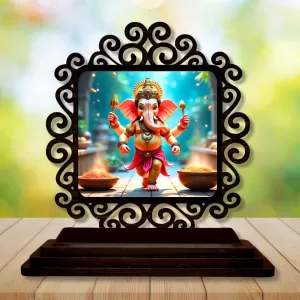 Car Desk/Table Top Lord Ganesha Wooden Photo Stand 3x4 Inches, Compact & Stylish Spiritual Display For Car, Home & Office (Pack Of 1) (F19802) Car Desk/Table Top Lord Ganesha Wooden Photo Stand 3x4 Inches, Compact & Stylish Spiritual Display For Car, Home & Office (Pack Of 1) (F19802)