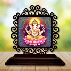 Car Desk/Table Top Lord Ganesha Wooden Photo Stand 3x4 Inches, Compact & Stylish Spiritual Display For Car, Home & Office (Pack Of 1) (F19803) Car Desk/Table Top Lord Ganesha Wooden Photo Stand 3x4 Inches, Compact & Stylish Spiritual Display For Car, Home & Office (Pack Of 1) (F19803)