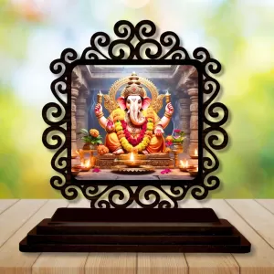 Car Desk/Table Top Lord Ganesha Wooden Photo Stand 3x4 Inches, Compact & Stylish Spiritual Display For Car, Home & Office (Pack Of 1) (F19805) Car Desk/Table Top Lord Ganesha Wooden Photo Stand 3x4 Inches, Compact & Stylish Spiritual Display For Car, Home & Office (Pack Of 1) (F19805)