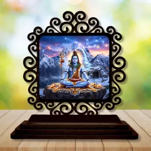 Car Desk/Table Top Lord Shiva Wooden Photo Stand 3x4 Inches, Compact & Stylish Spiritual Display For Car, Home & Office (Pack Of 1) (F19806) Car Desk/Table Top Lord Shiva Wooden Photo Stand 3x4 Inches, Compact & Stylish Spiritual Display For Car, Home & Office (Pack Of 1) (F19806)